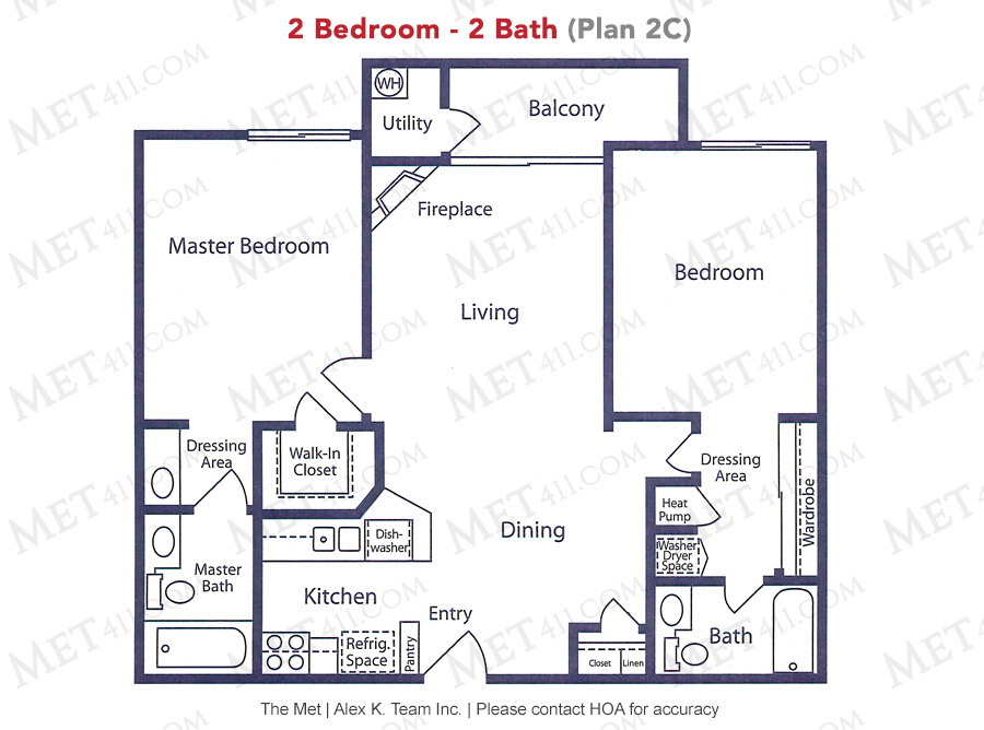Met Warner 2 bedroom 2 bath floor plan