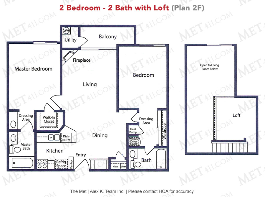 Met Warner 2 bedroom 2 bath with loft floor plan