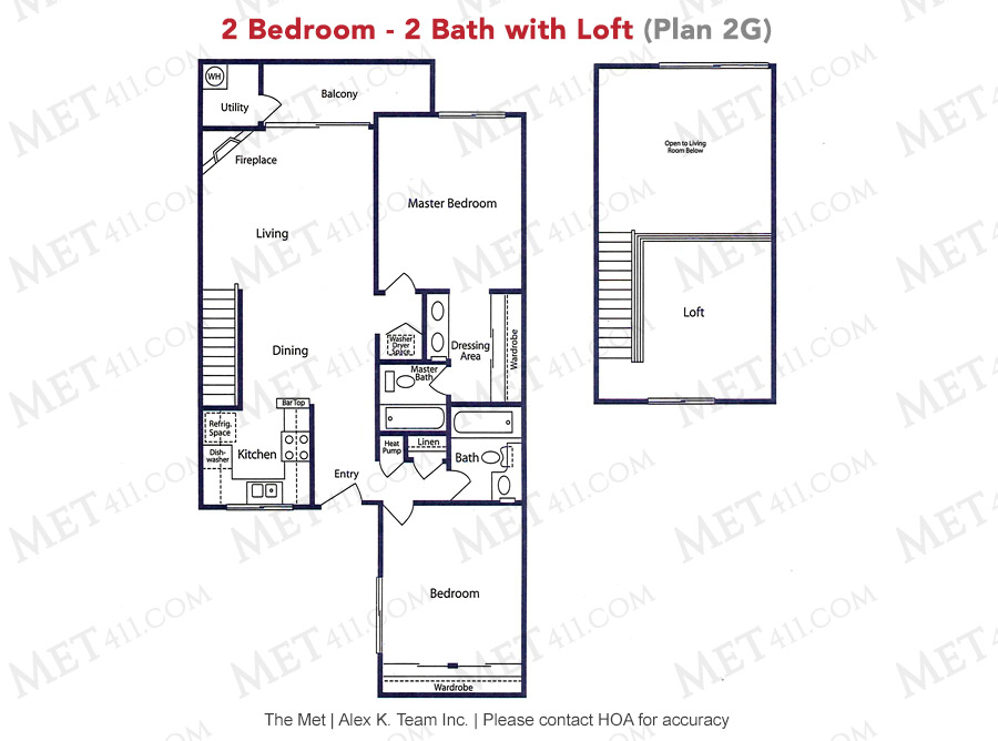 Met Warner 2 bedroom 2 bath and loft floor plan